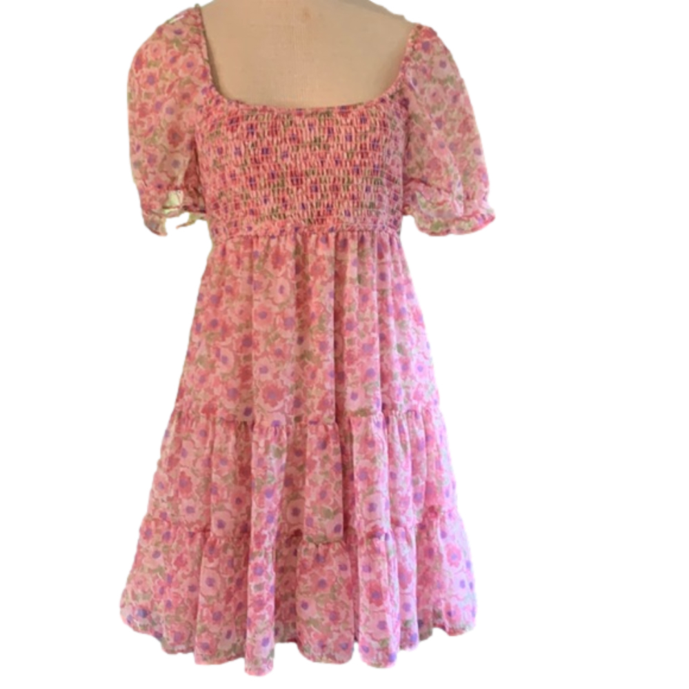 ALLISON & Kelly pink floral large dress with ruffles